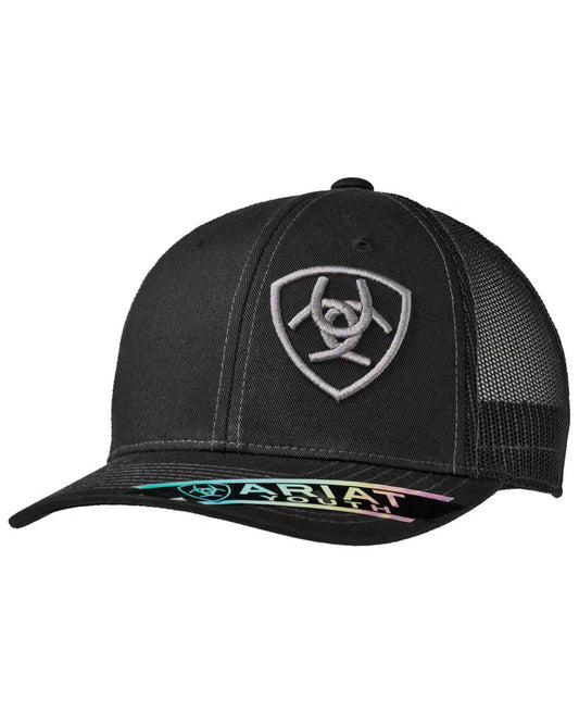 Ariat Boys' Black Logo Offset Mesh Ball Cap