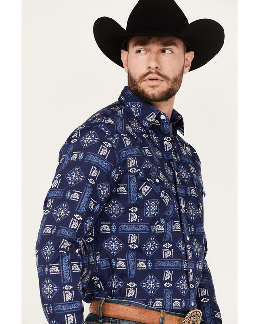Panhandle Bandana Southwestern Long Sleeve Snap Western Shirt