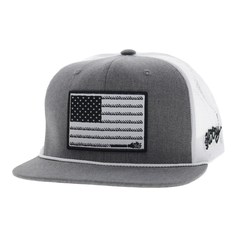 Hooey Liberty Roper 6-Panel Trucker Snapback Hat Grey/White