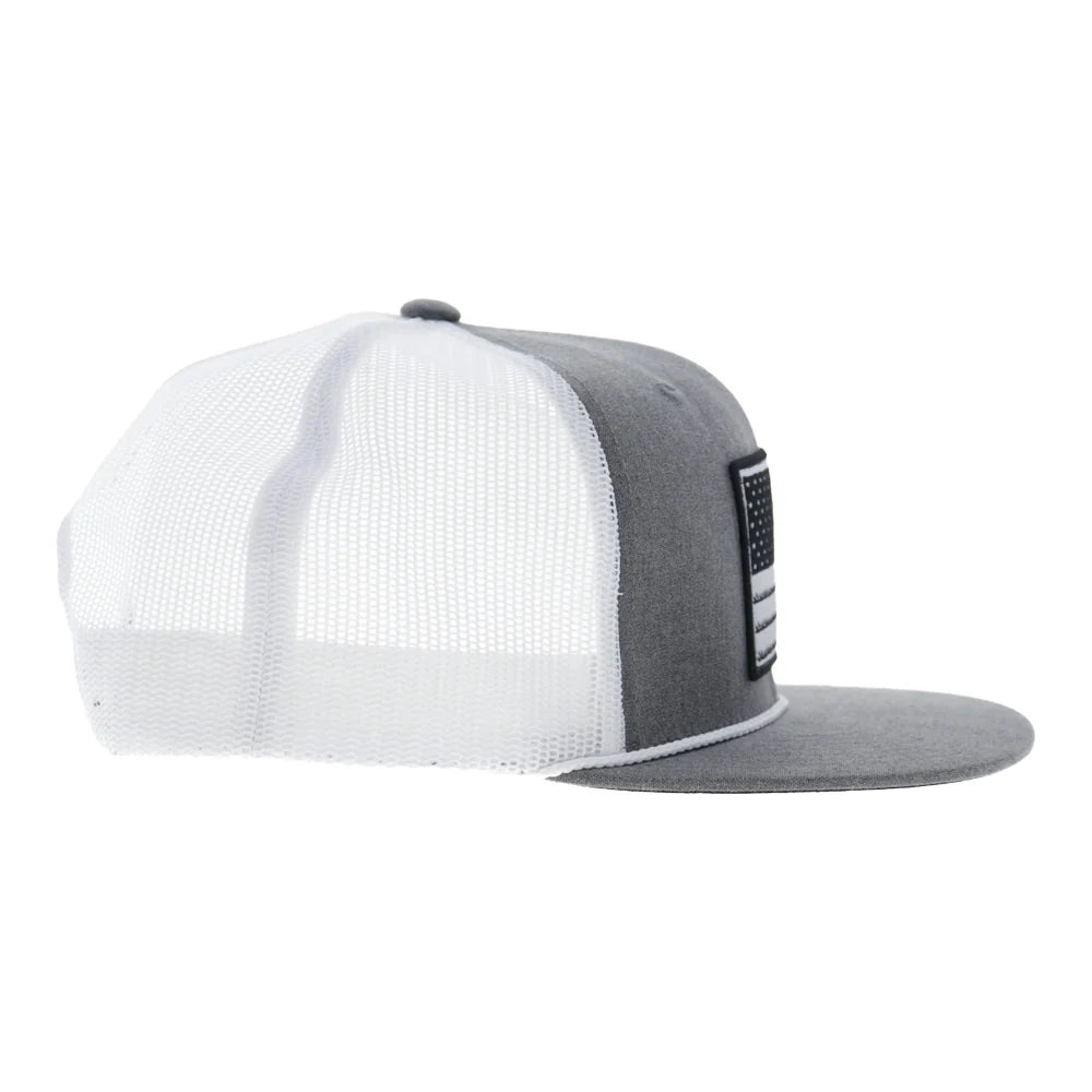 Hooey Liberty Roper 6-Panel Trucker Snapback Hat Grey/White