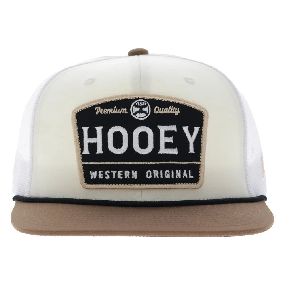 Hooey Trip 5-Panel Trucker Snapback Hat Cream/White