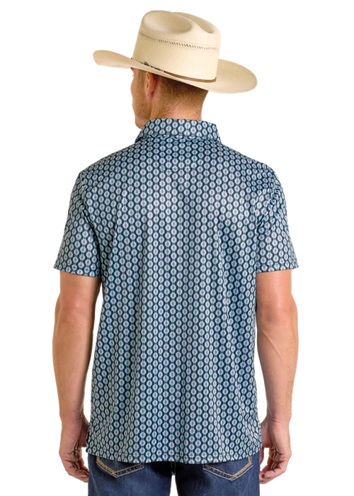 ROCK & ROLL MINI AZTEC PRINT POLO - BLACK