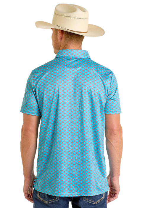 ROCK & ROLL PRINTED POLO - PEACOCK