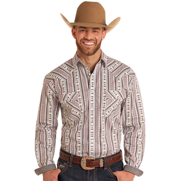 Panhandle Multi Print LS Snap - White
