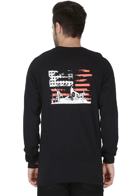 Forge Fr Men's Ripped Framework Black Long Sleeve T-shirt