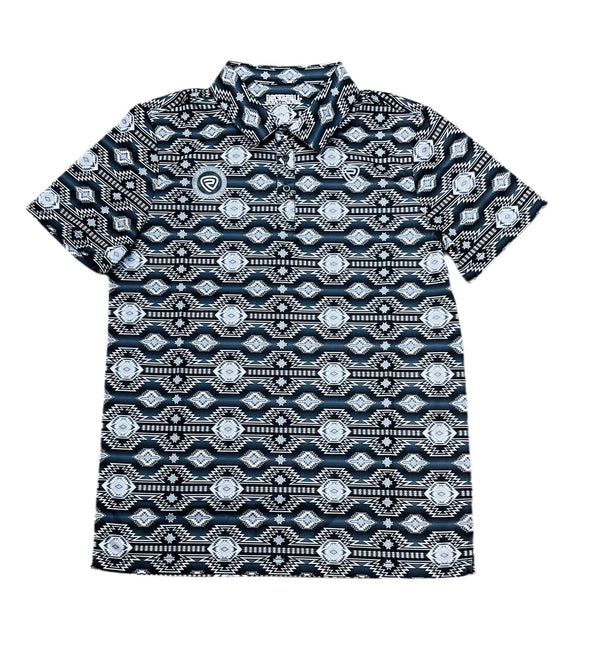 MATEO’’ MENS ROCK & ROLL BLACK AZTEC PRINTED POLO