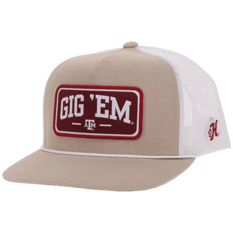 Hooey Texas A&M Hat Tan/White w/ Rectangle Patch