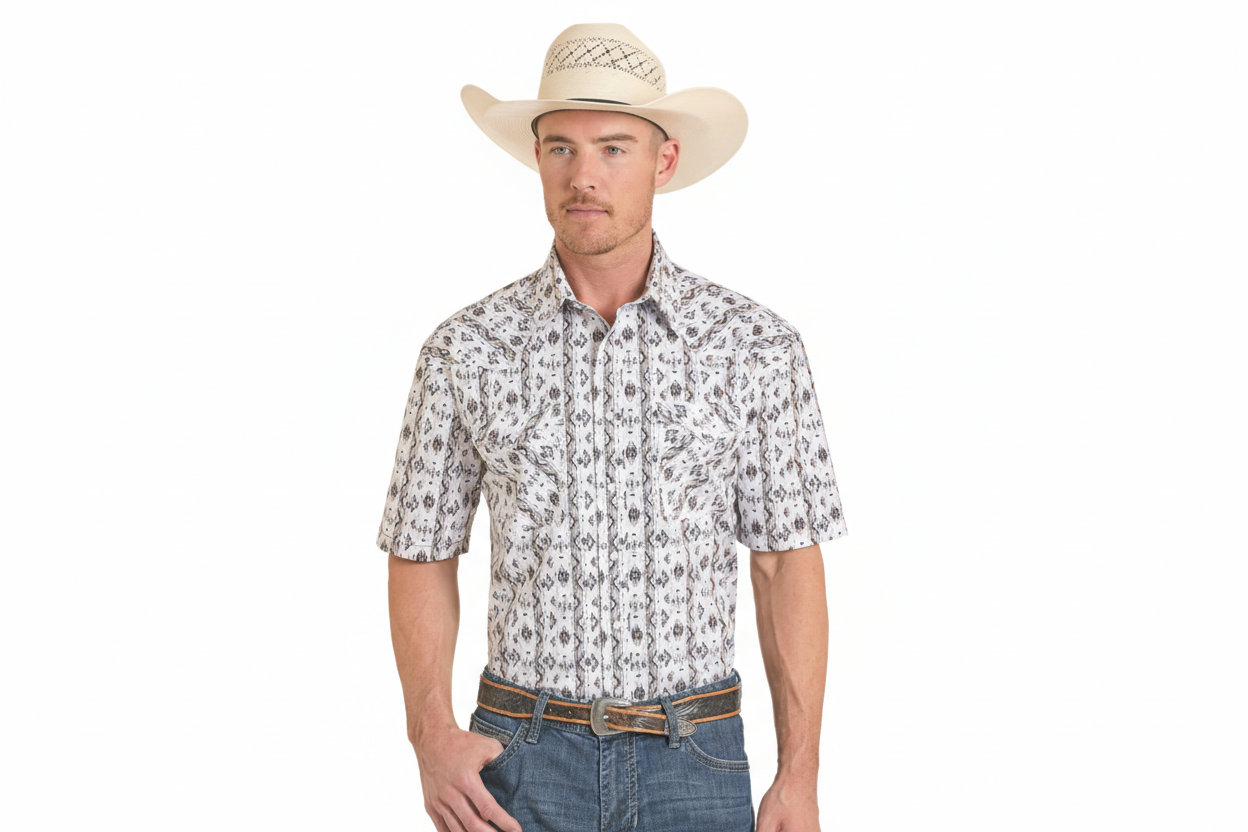 Panhandle Men's Southwestern Wallpaper SS Snap Shirt