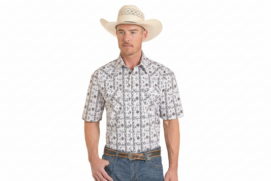 Panhandle Men's Southwestern Wallpaper SS Snap Shirt