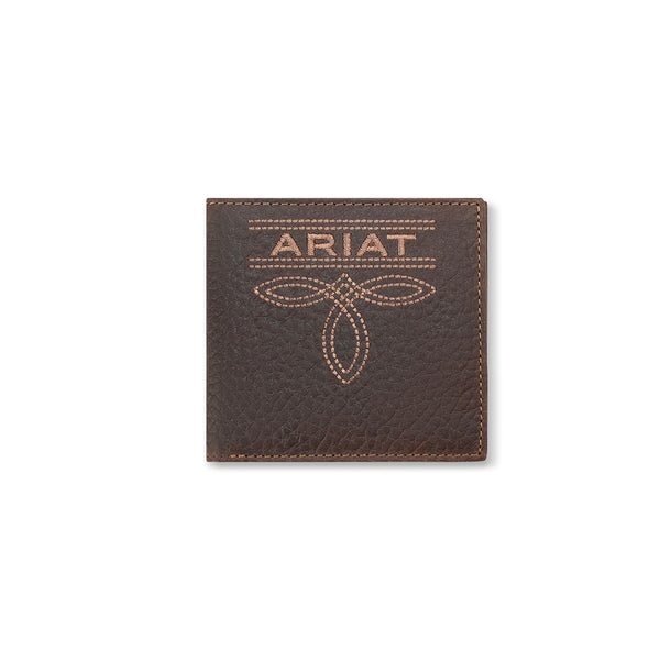 Ariat Mens Large Bifold Style Wallet Bug Stitch Brown