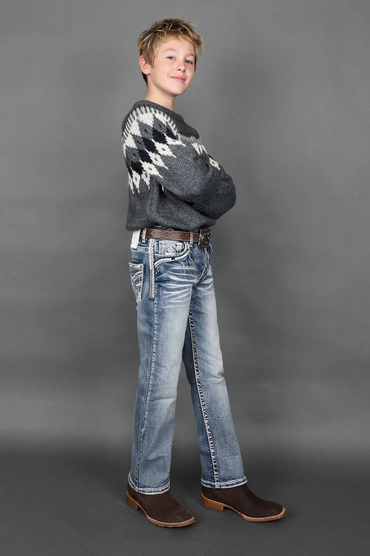 Youth Answer Me Embroidered Straight Jeans