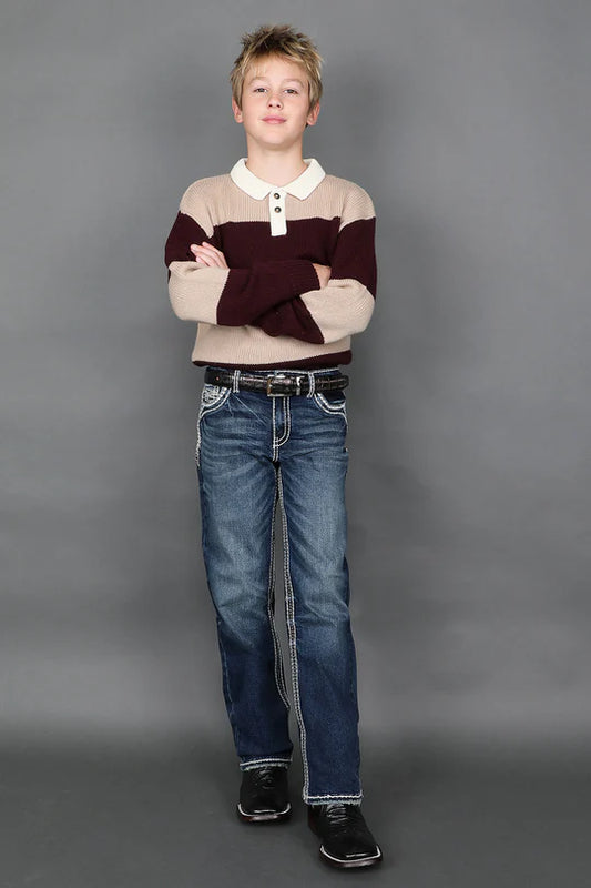 Youth Answer Me Embroidered Straight Jeans