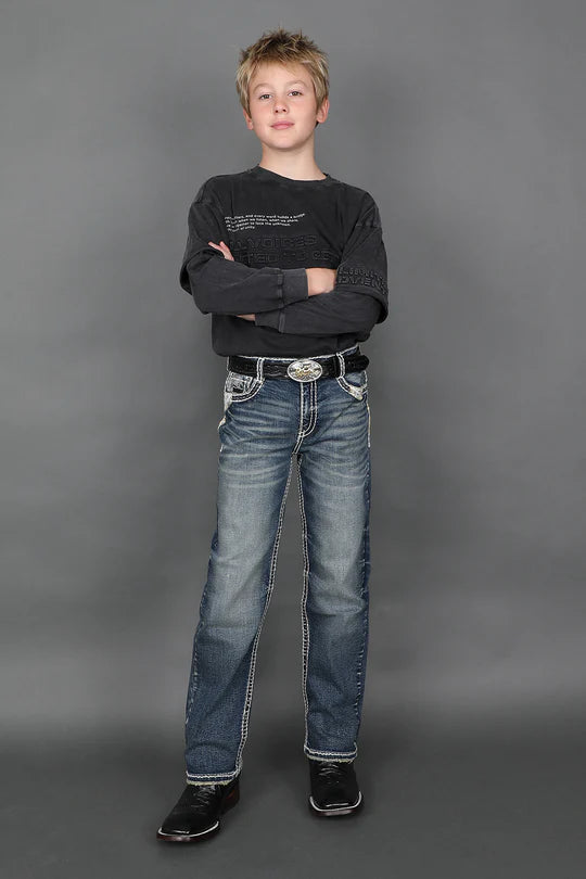 Youth Answer Me Embroidered Straight Jeans