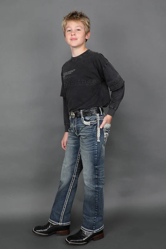 Youth Answer Me Embroidered Straight Jeans