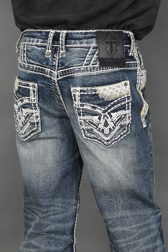 Youth Answer Me Embroidered Straight Jeans