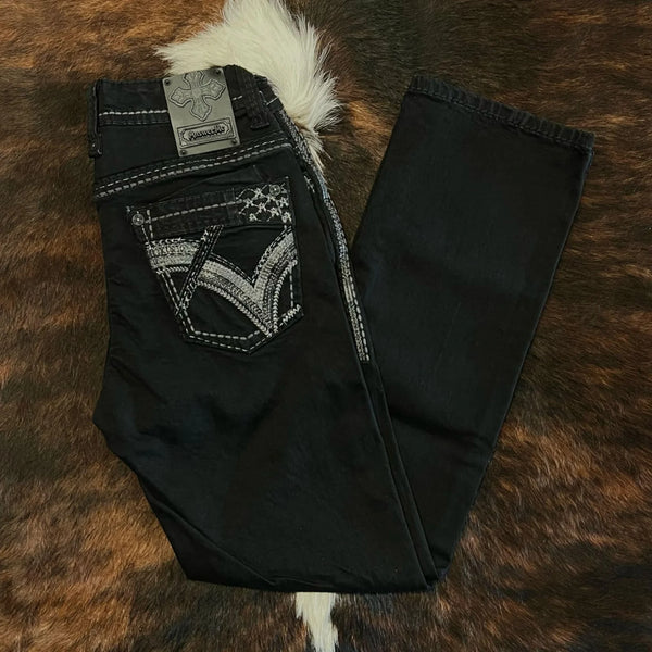 Answer Me Men’s Western Embroidered Straight Jean