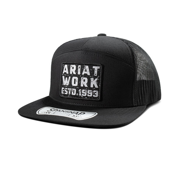 Ariat Mens Cap Snap Back 7 Panel Patch Black