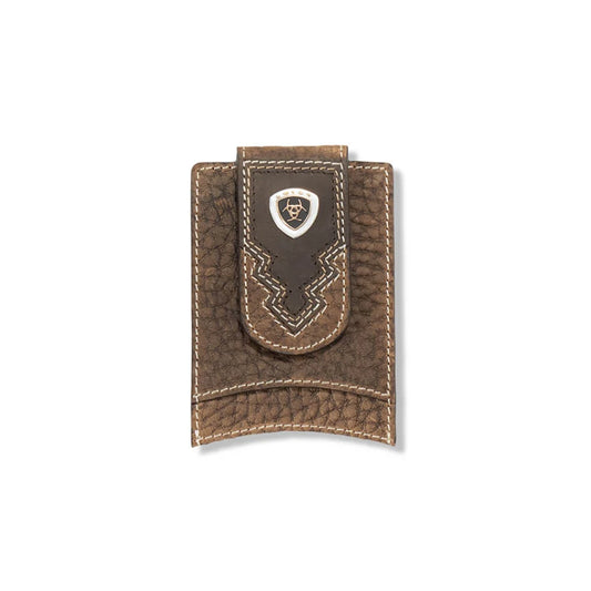 Ariat Mens Card Case Money Clip Brown Rowdy