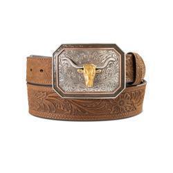 Ariat Mens Belt Floral Embossed Medium Brown