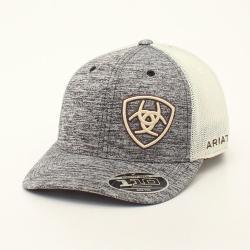 Gorra Ariat para hombre, ajuste flexible, cierre a presión, visera descentrada, color tostado.
