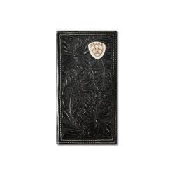 ARIAT Floral Embossed Black Rodeo Wallet/Checkbook Cover
