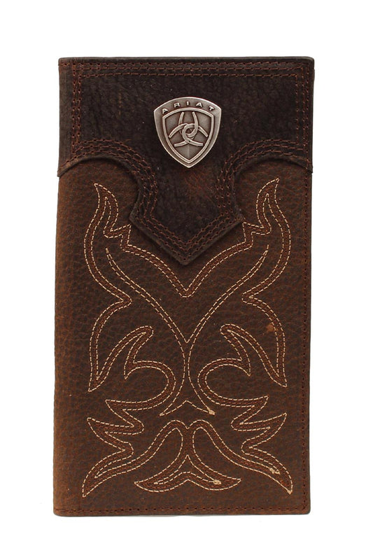 Ariat Men's Rodeo Wallet with Silver Shield Concho Boot Stitching