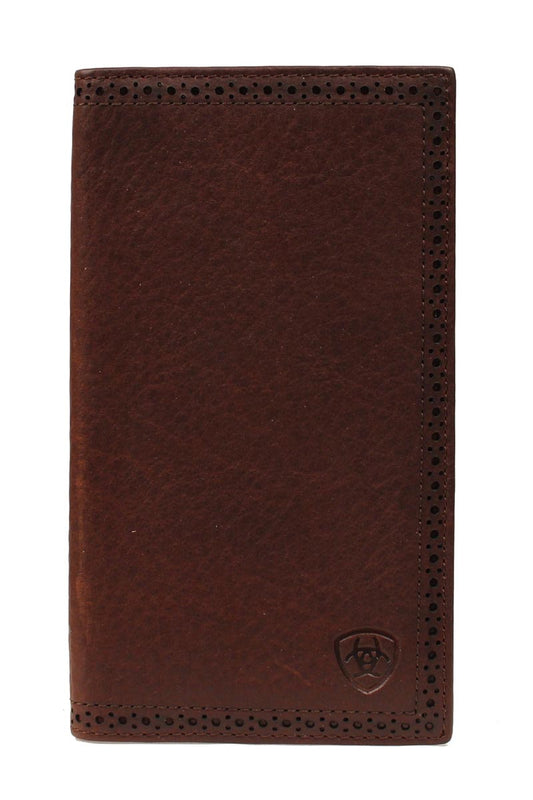 Cartera vaquera Ariat Shield color marrón oscuro.