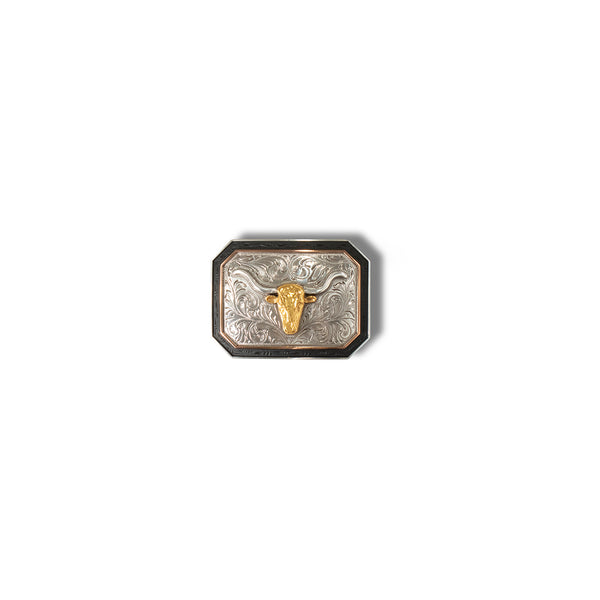 Ariat Rectangle Buckle Longhorn Antique Silver