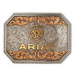 Ariat Rectangle Raised Logo Antique Silver and Antique Gold