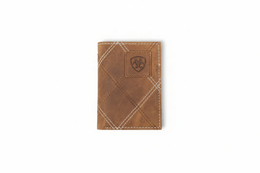 Ariat Trifold Cross Stitch Patch Medium Brown
