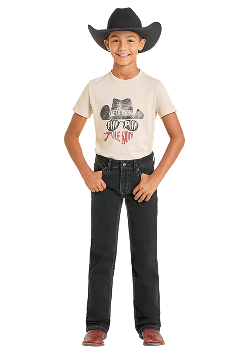 Boys' Regular Fit Black Bootcut Jeans