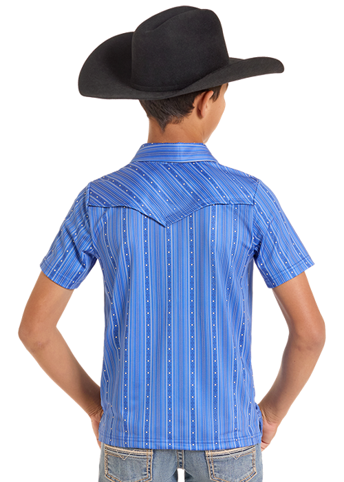 Youth Rock&Roll Striped Core Western Vented Polo Shirt