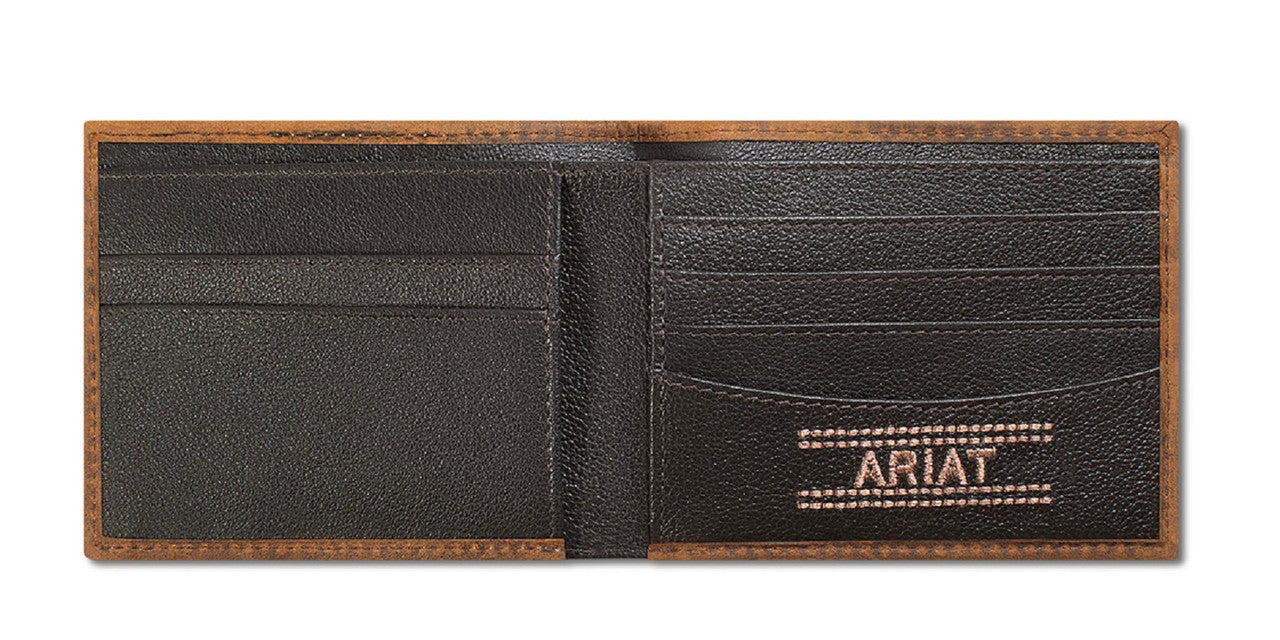 Ariat Bifold Wallet Basket Weave Medium Brown