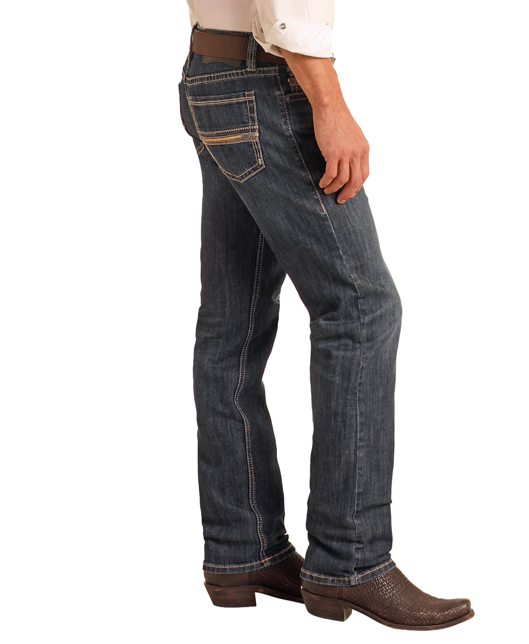 Rock&Roll Ladder Pocket Stitch Straight Leg Jeans