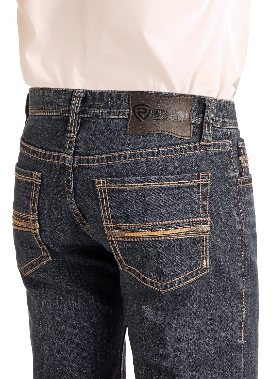 Rock&Roll Ladder Pocket Stitch Straight Leg Jeans