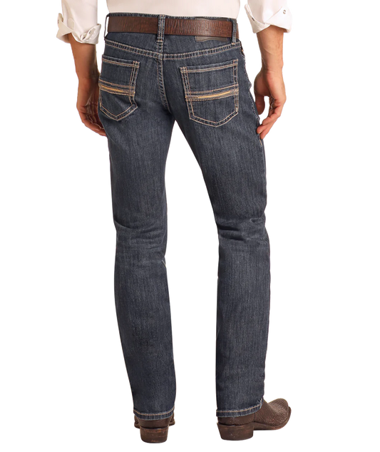 Rock&Roll Ladder Pocket Stitch Straight Leg Jeans