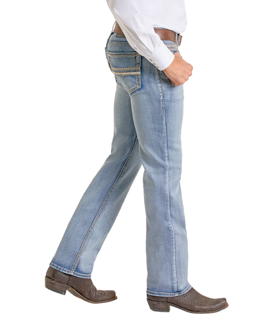 Rock&Roll Slim Fit Leather Stitch Pocket Straight Leg Jeans