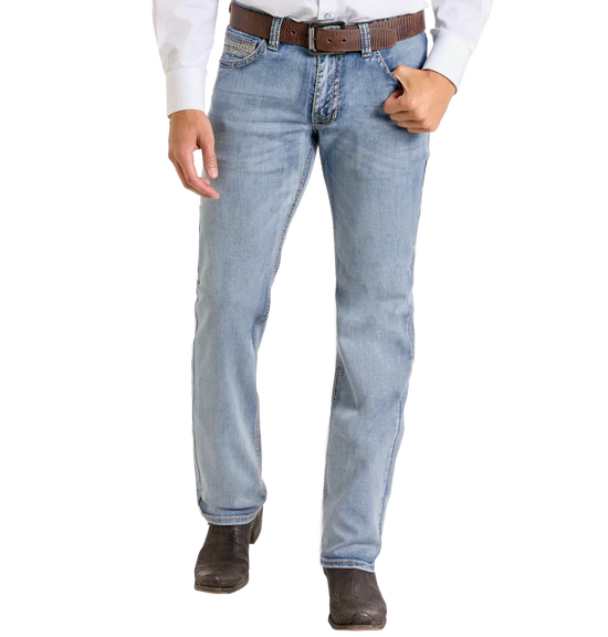 Rock&Roll Slim Fit Leather Stitch Pocket Straight Leg Jeans