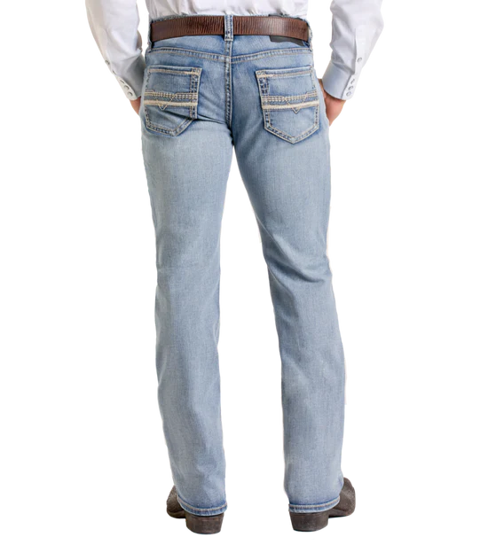 Rock&Roll Slim Fit Leather Stitch Pocket Straight Leg Jeans