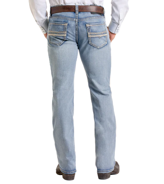 Rock&Roll Slim Fit Leather Stitch Pocket Straight Leg Jeans