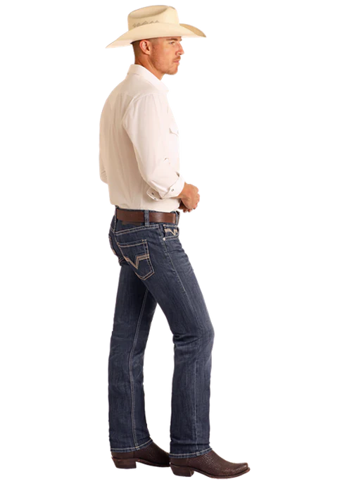 Rock&Roll Rope Stitch Dark Vintage Rifle Skinny Jean