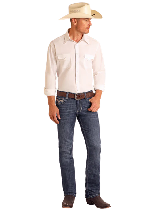 Rock&Roll Rope Stitch Dark Vintage Rifle Skinny Jean