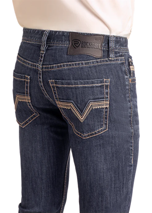 Rock&Roll Rope Stitch Dark Vintage Rifle Skinny Jean