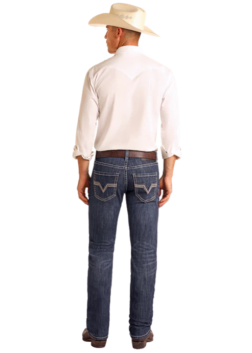 Rock&Roll Rope Stitch Dark Vintage Rifle Skinny Jean