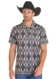 Rock&Roll Black Aztec Printed Polo