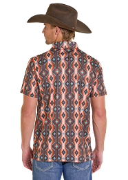 Rock&Roll Orange Aztec Printed Polo