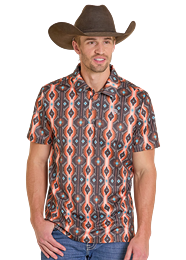 Rock&Roll Orange Aztec Printed Polo