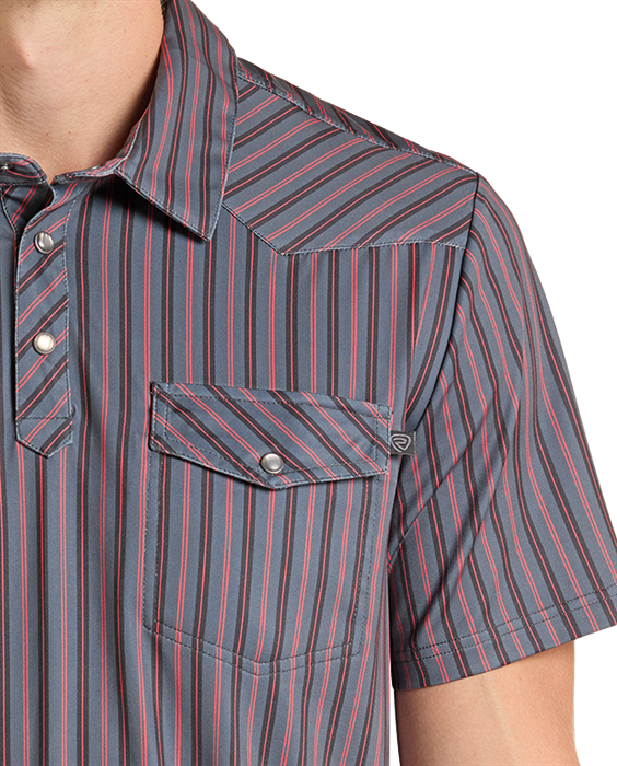 Rock&Roll Stripe Print Western Polo