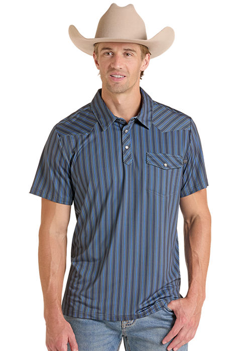 Rock&Roll Stripe Print Western Polo
