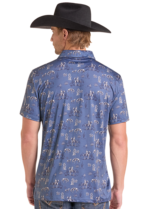 Men's Rock&Roll Novelty Print Lite Polo